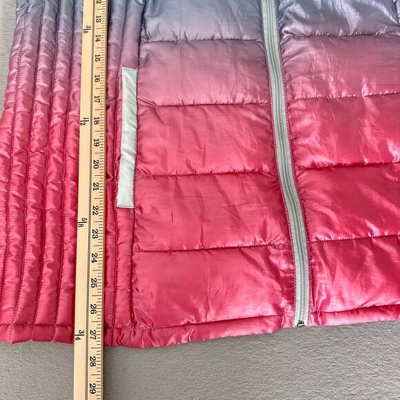 Woman Within Hooded Puffer Jacket Pink Blue Ombre Size Large Plus 18 / 20 - Picture 9 of 10